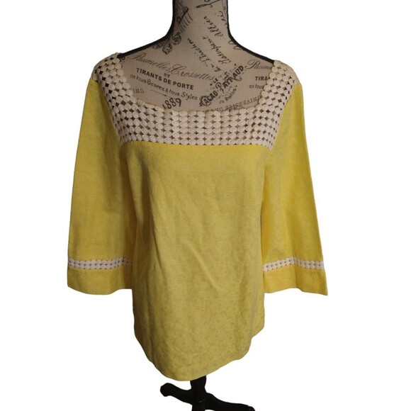 Lilly Pulitzer Wide Sleeve Tunic Mini Dress yellow sz8 Boho Feminine Cottage Cor - Picture 1 of 11